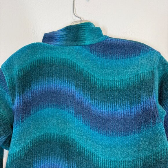 Patagonia Synchilla Snap-T Fleece Pullover Retro Wave Print Teal Blue Green XS - Picture 4 of 9